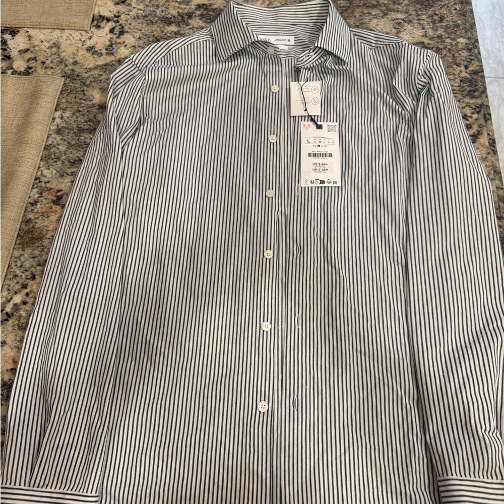 Zara Black and White Striped Dress Shirt